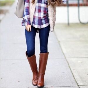 Tory Burch 'Jolie' Riding Brown Leather Knee-High Boots Size 8.5